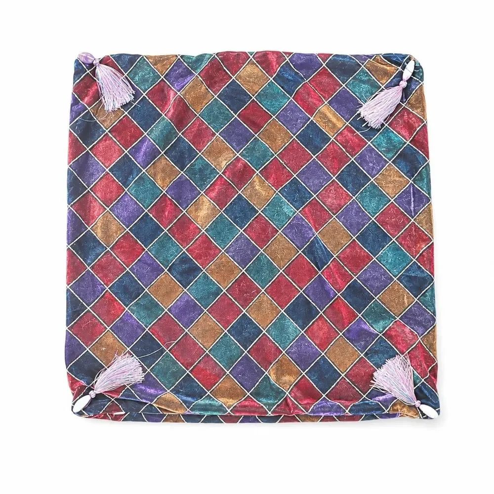 2 Pier 1 Imports Velvet Pillow Sham Cover Diamond Jewel Tone Retired 18 X 18